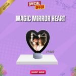 Heart-shaped magic mirror 7x5 inch with LED photo reveal