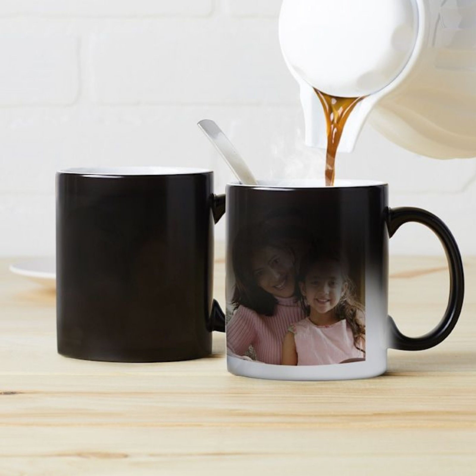 Custom photo magic mug with heat reveal effect